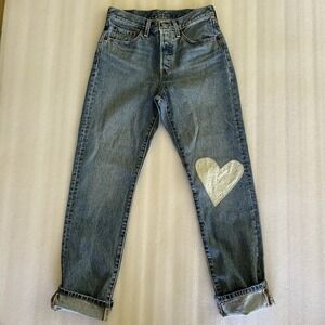 Levis 501 Jeans 150th Anniversary 27x32 Heart Patchwork Limited Edition NEW